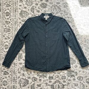H&M Green and Navy Checkered Shirt Mens
